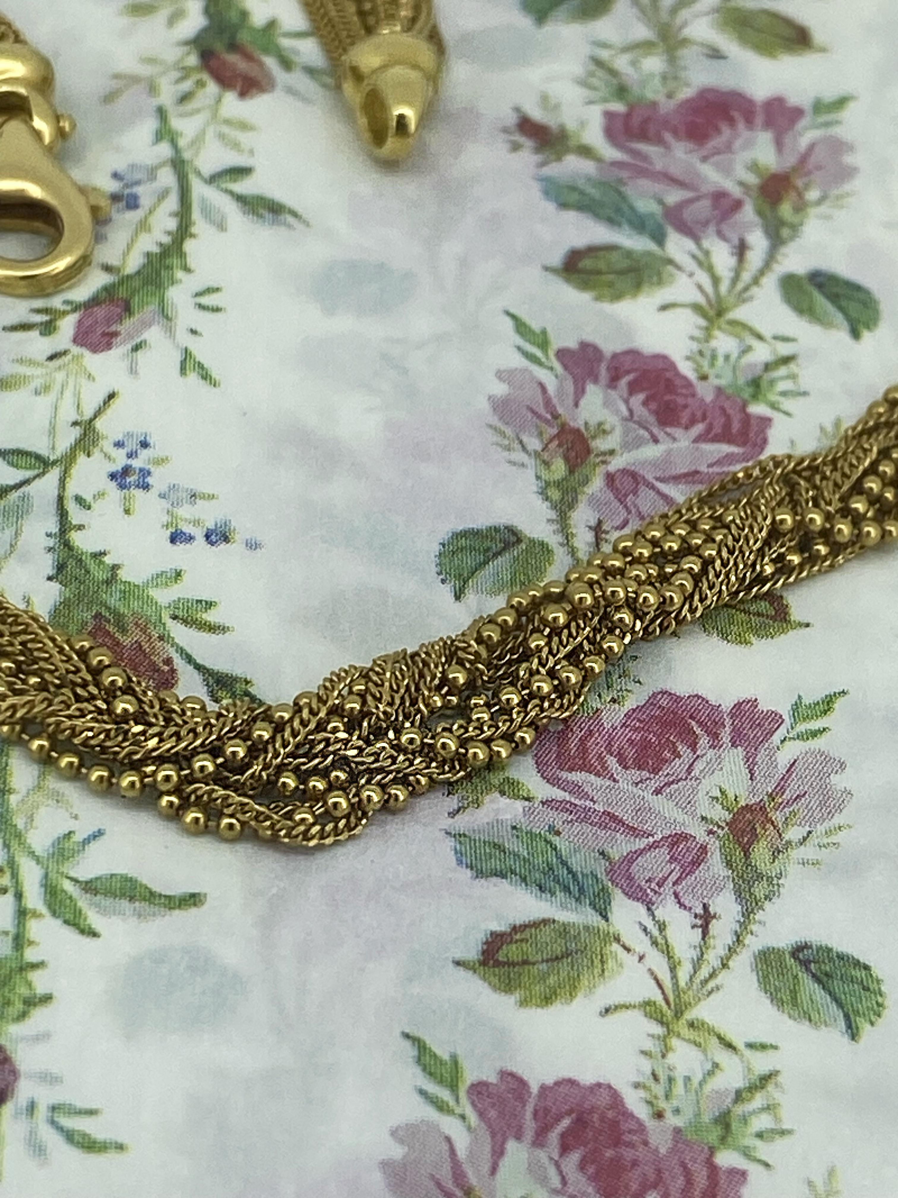 18K Gelbgold 12-Stand italienische 1960er Choker-Halskette, Ball & Curb Link-Ketten im Angebot 3