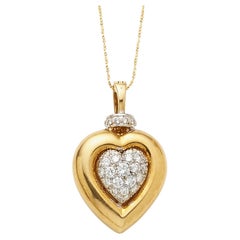 18k Yellow Gold & 1.20 Carat Diamond Heart Pendant Necklace, 21.25 Inches