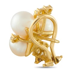 18K Yellow Gold 1.20ct Diamond and Pearl Earrings MF13-103125