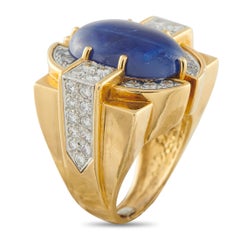 Anello in oro giallo 18 carati con diamanti e zaffiri da 1,20 carati MF06-012726