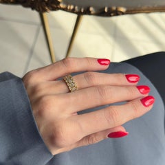 18K Yellow Gold 1.21 Carat Diamond Pave Lattice Milgrain Band