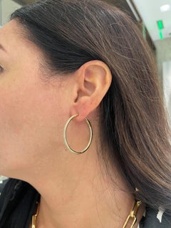 18k Yellow Gold Diamond Hoop Earrings