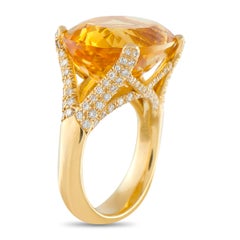 Anello in oro giallo 18 carati con diamante e citrino da 1,25 carati MF18-050626