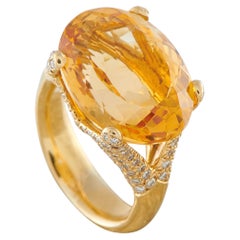 Anello in oro giallo 18 carati con diamante e citrino da 1,25 carati MF18-050626