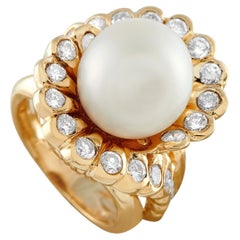 18K Yellow Gold 1.25ct Diamond and Pearl Ring MF15-062426