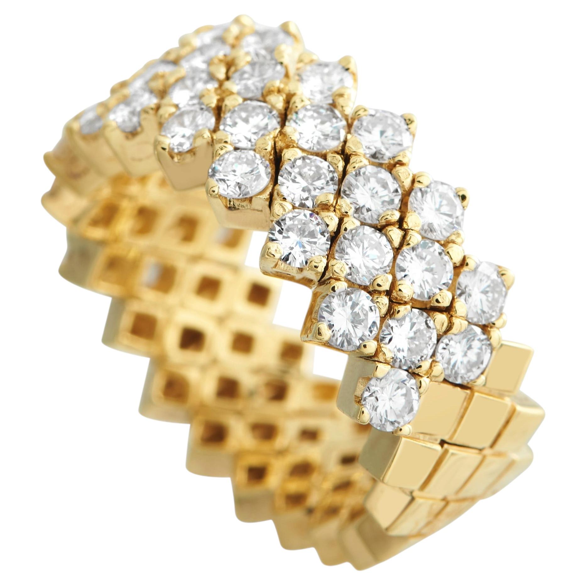 18K Yellow Gold 1.25ct Diamond Grid Ring MF13-031726 For Sale