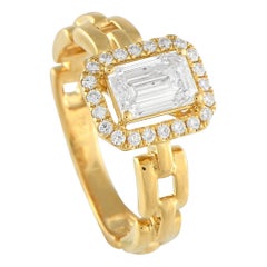 Bague à maillons carrés en or jaune 18K avec diamant de 1,25ct