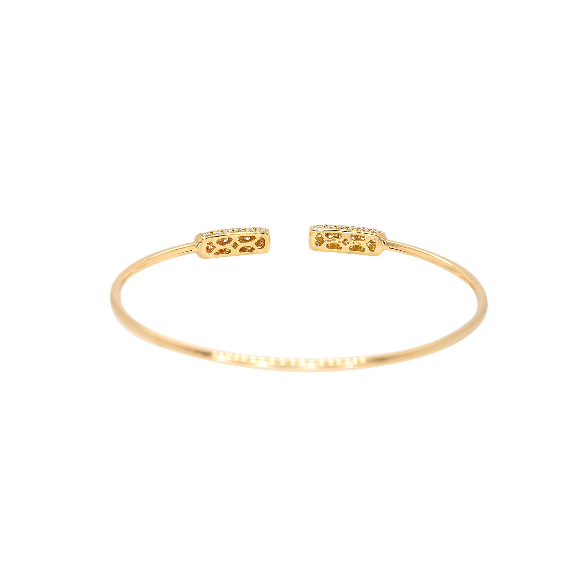 Taille ronde Bracelet en or jaune 18 carats, diamant naturel brillant rond de 1,25 ct. en vente