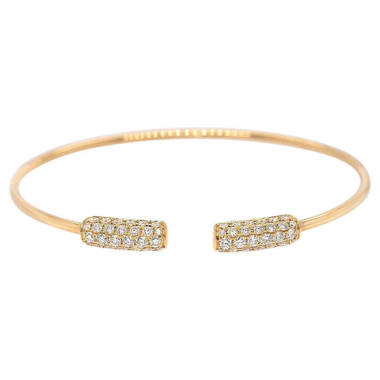 Bracelet en or jaune 18 carats, diamant naturel brillant rond de 1,25 ct. en vente