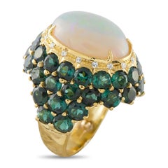 18K Yellow Gold 12.60ct Tourmaline and Opal Ring MF20-011526