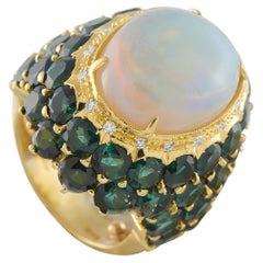 18K Yellow Gold 12.60ct Tourmaline and Opal Ring MF20-011526
