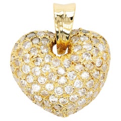 18k Yellow Gold 1.26ctw Round Brilliant Natural Diamond Heart Pendant