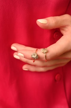 18k Yellow Gold 1.27 Carat Natural Diamond L Letter Personalized Ring for Her