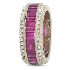 18K Gelbgold 1,30ct Diamant und Rubin Band Ring MF32-030226