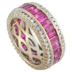 18K Gelbgold 1,30ct Diamant und Rubin Band Ring MF32-030226