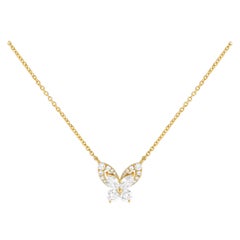 18K Yellow Gold 1.30ct Diamond Butterfly Necklace