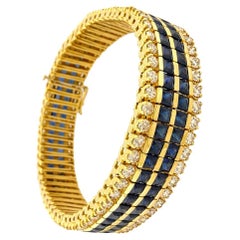18K Yellow Gold 13.2ct Sapphire and 7.20ct Diamond Bracelet