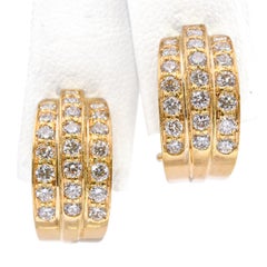 18k Yellow Gold 1.32tcw Diamond Omega Back Earrings
