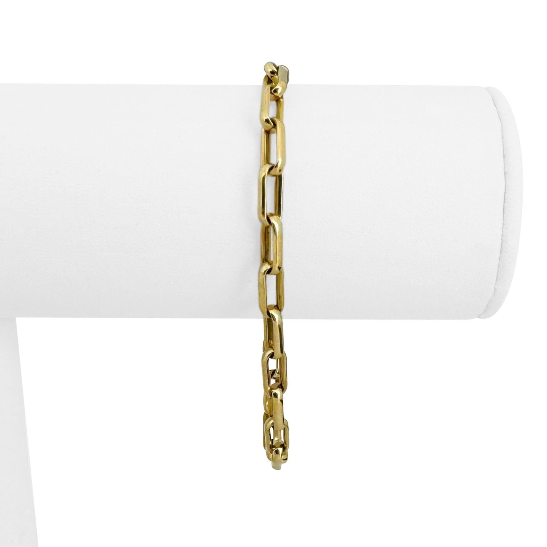 Bedingung:  Ausgezeichneter Condit, professionell gereinigt und poliert
Metall:  18k Gold (markiert und professionell getestet)
Gewicht:  13.4g
Länge:  7,25 Zoll
Breite:  4.5mm
Schließung:  Hummerschere
Markierungen:  