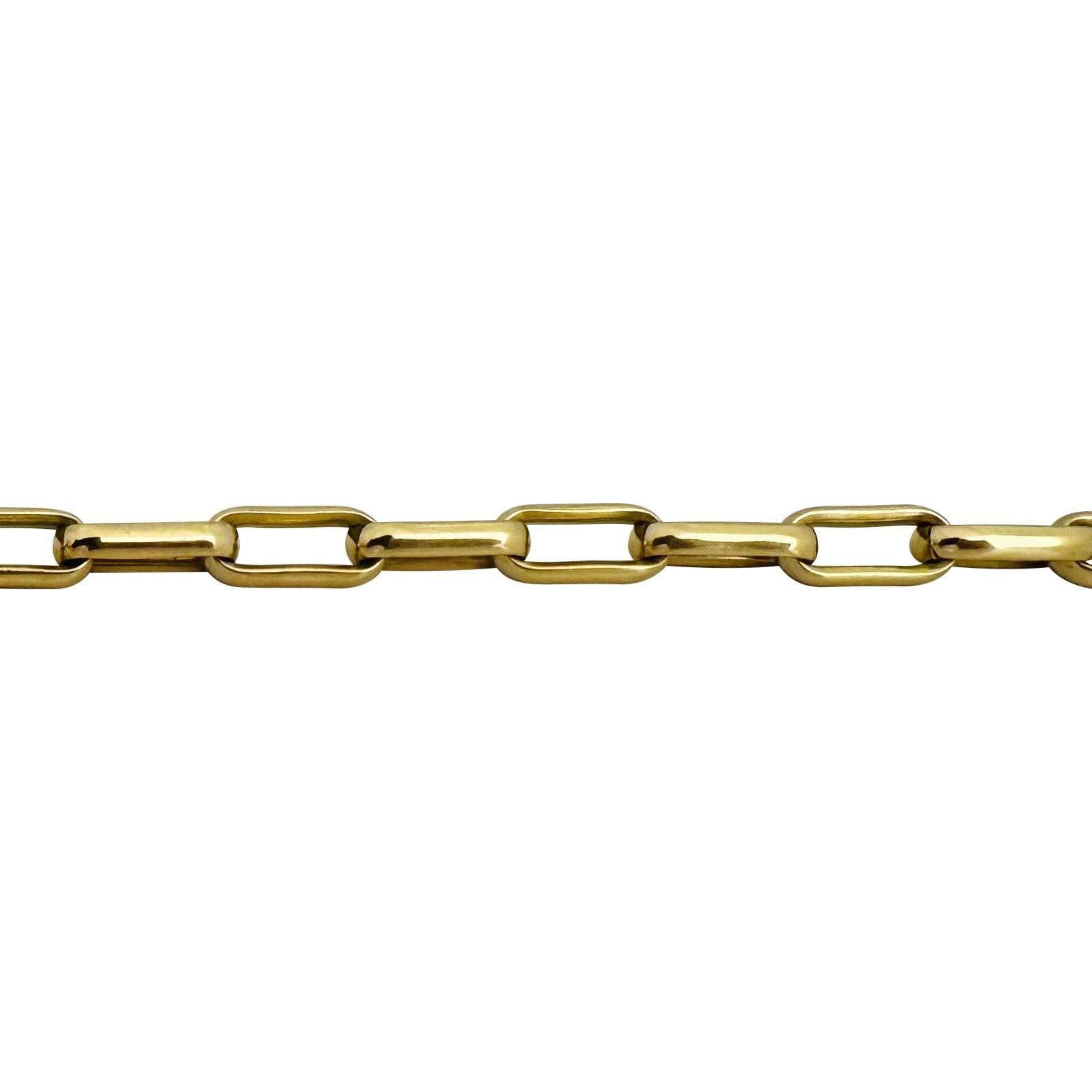 18 Karat Gelbgold 13,4 g massives poliertes 4,5 mm Papierclip Gliederarmband Italien 7,25