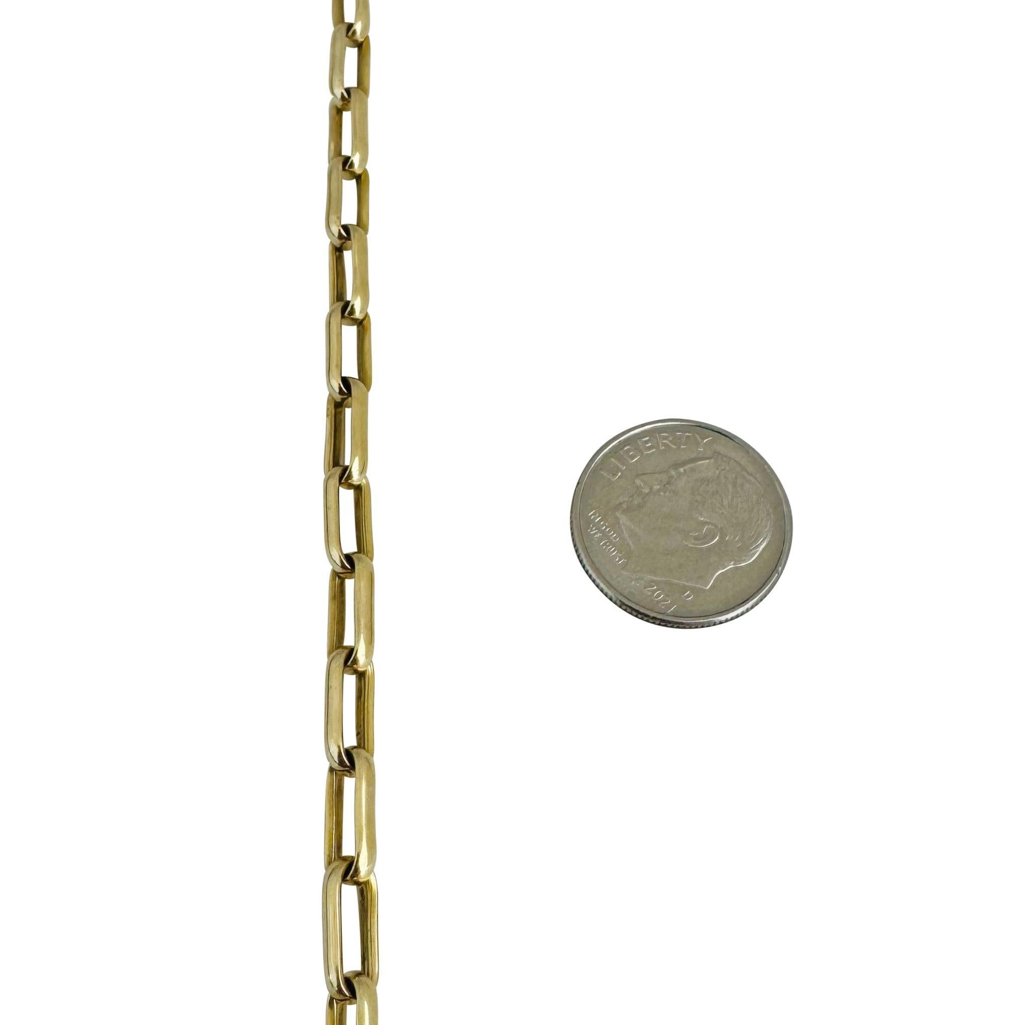 18 Karat Gelbgold 13,4 g massives poliertes 4,5 mm Papierclip Gliederarmband Italien 7,25