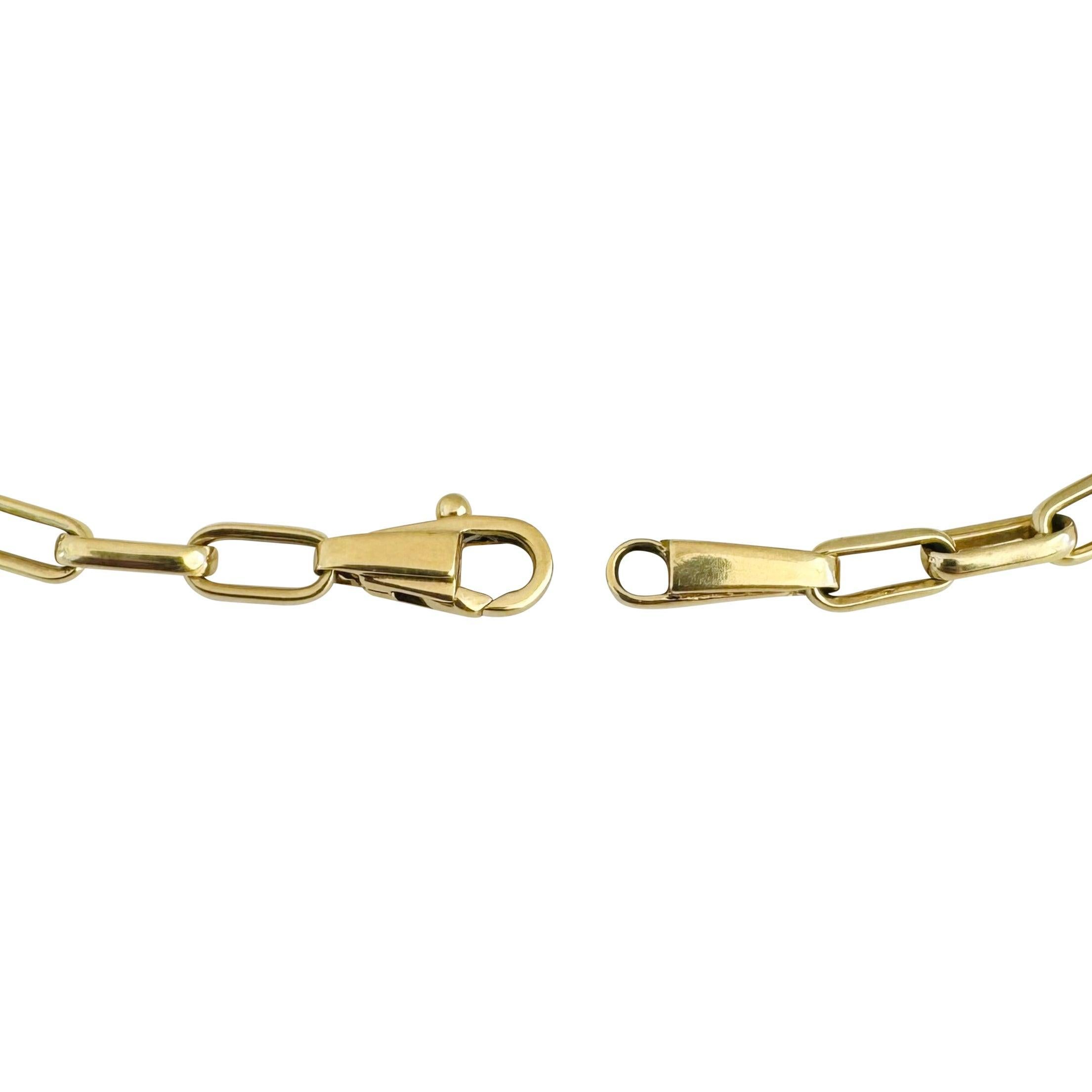 18 Karat Gelbgold 13,4 g massives poliertes 4,5 mm Papierclip Gliederarmband Italien 7,25