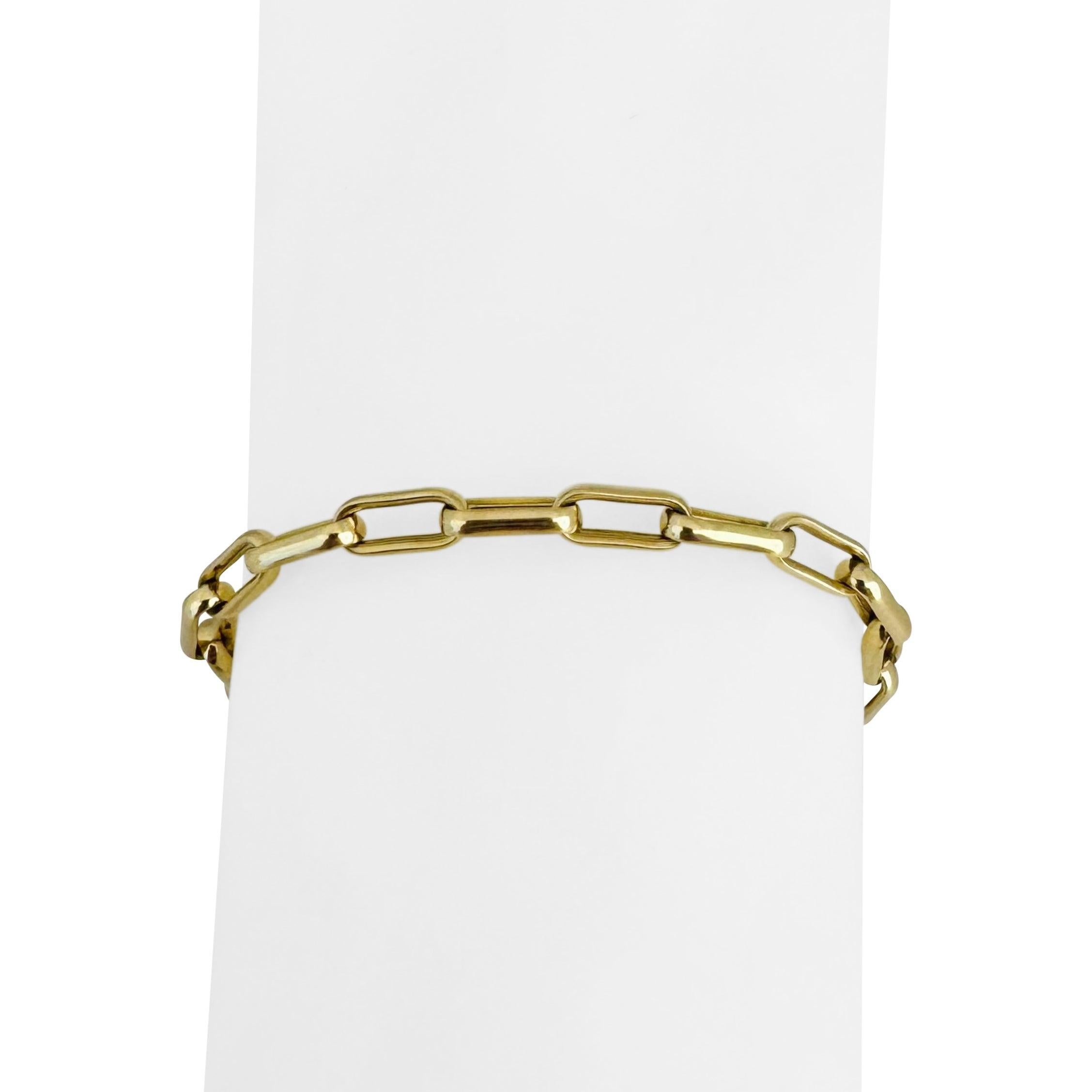 18 Karat Gelbgold 13,4 g massives poliertes 4,5 mm Papierclip Gliederarmband Italien 7,25