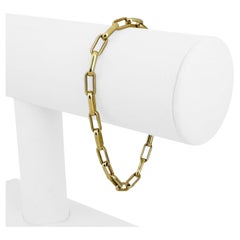 18 Karat Gelbgold 13,4 g massives poliertes 4,5 mm Papierclip Gliederarmband Italien 7,25"