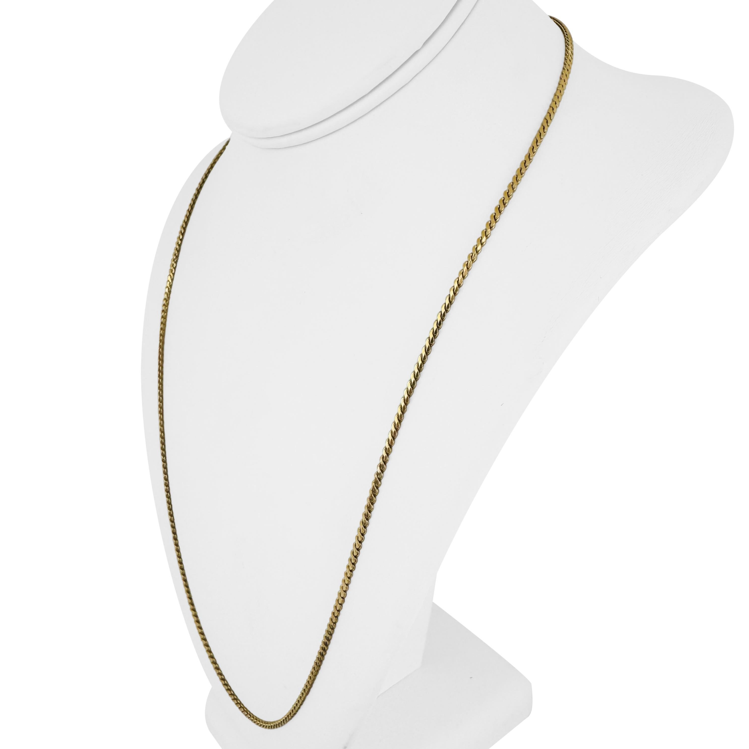 18k Yellow Gold 13.5g Solid Thin 2mm Serpentine Link Chain Necklace Italy 24