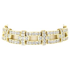 18k Yellow Gold 13.6ctw Channel Set Fiery Diamond Drenched Statement Bracelet