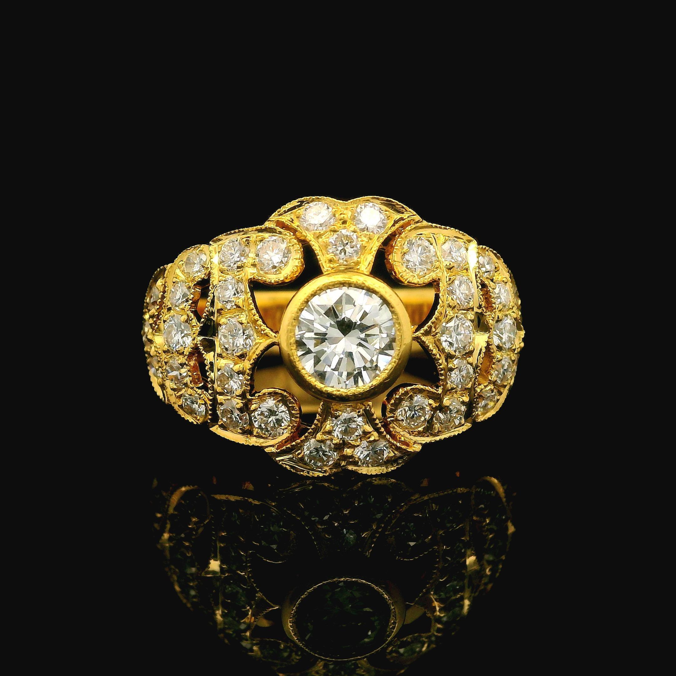–Stone(s)–
(1) Natural Genuine Diamond - Round Brilliant Cut - Bezel Set -E Color - VS1 Clarity - 0.55ct (exact)
(36) Natural Genuine Diamonds - Round Brilliant Cut - Pave Set -E/F Color - VVS2-VS2 Clarity - 0.81ctw (exact)
Total Carat Weight: 1.36
