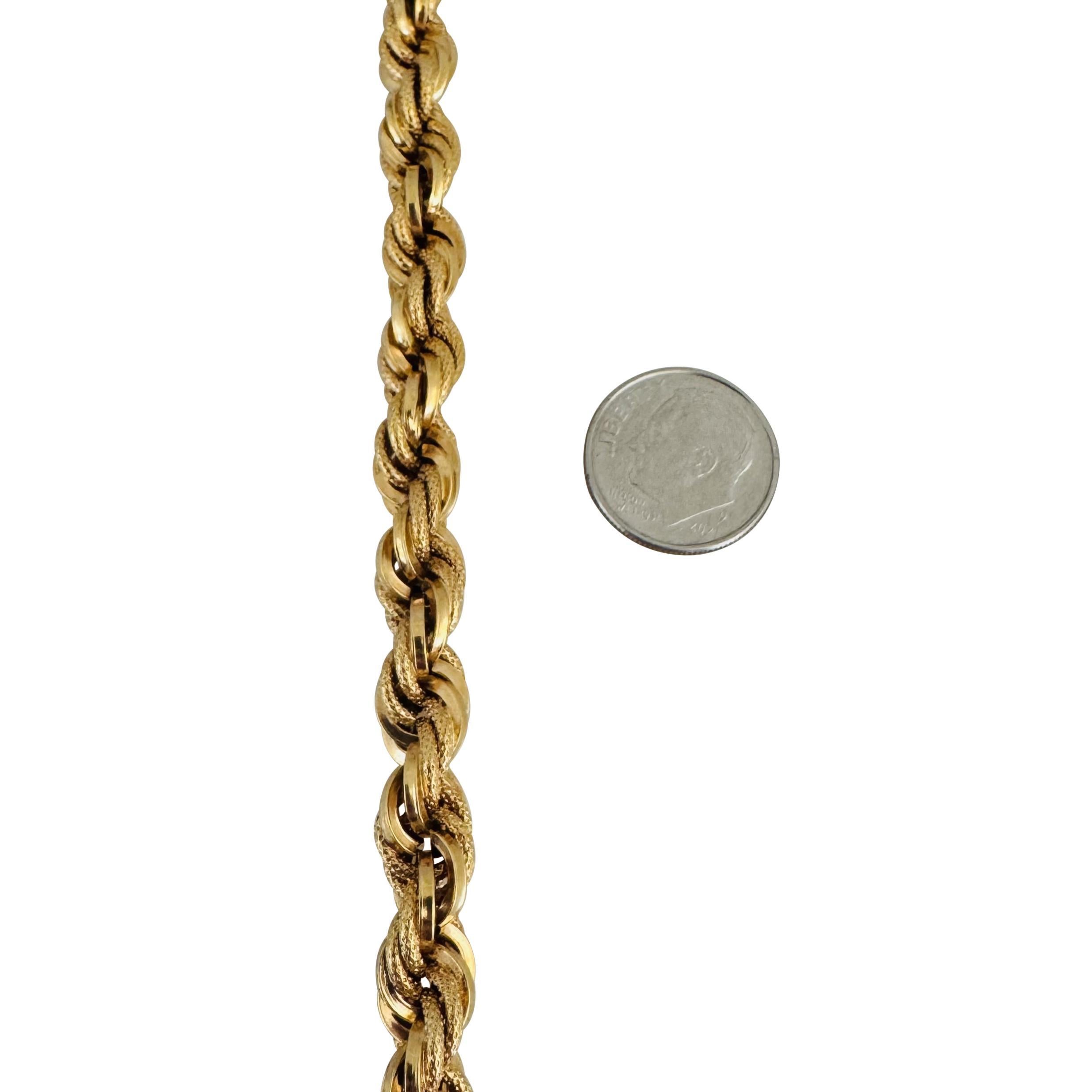 18k Yellow Gold 13.6g Hollow Thick 8mm Vintage Rope Bracelet 8