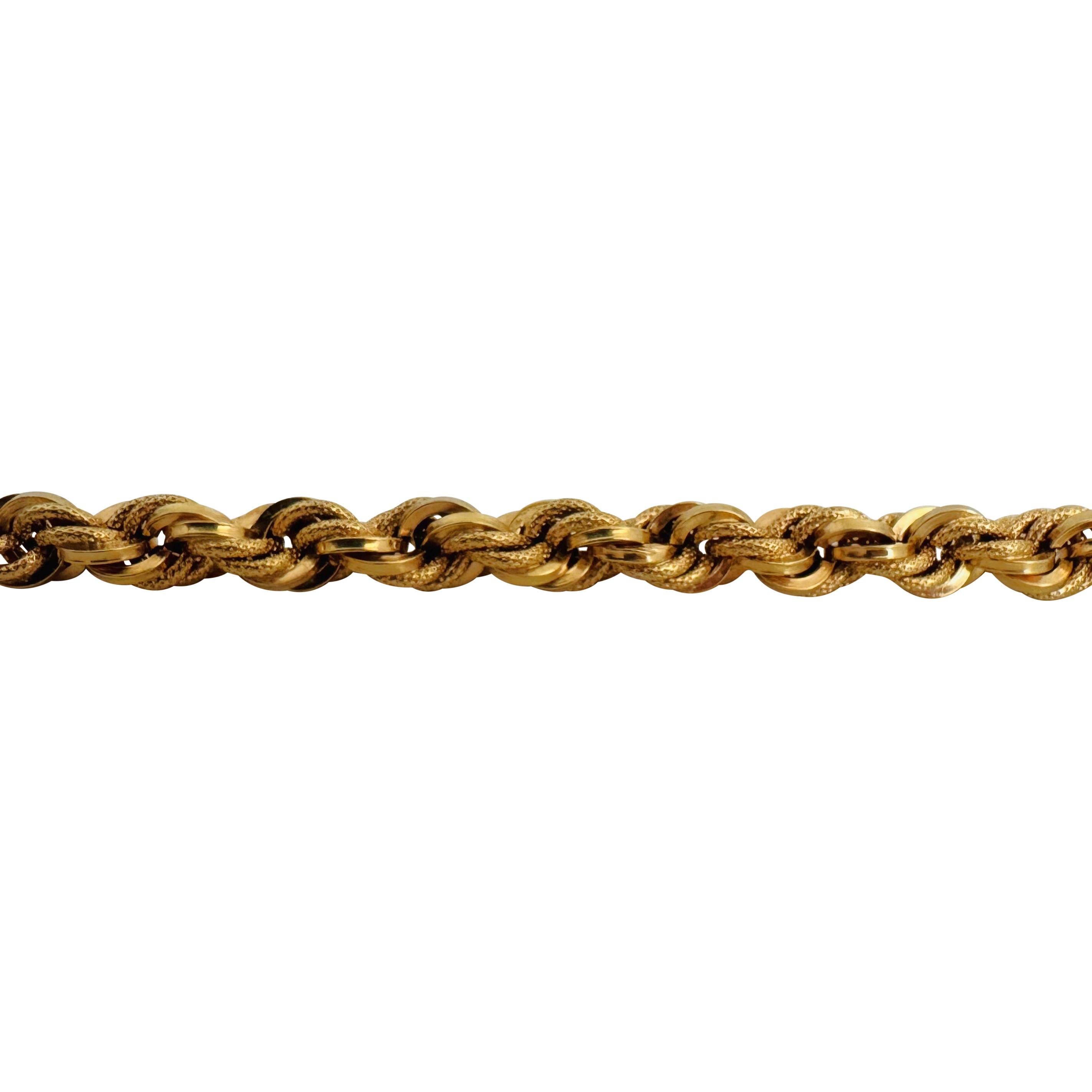 Women's 18k Yellow Gold 13.6g Hollow Thick 8mm Vintage Rope Bracelet 8