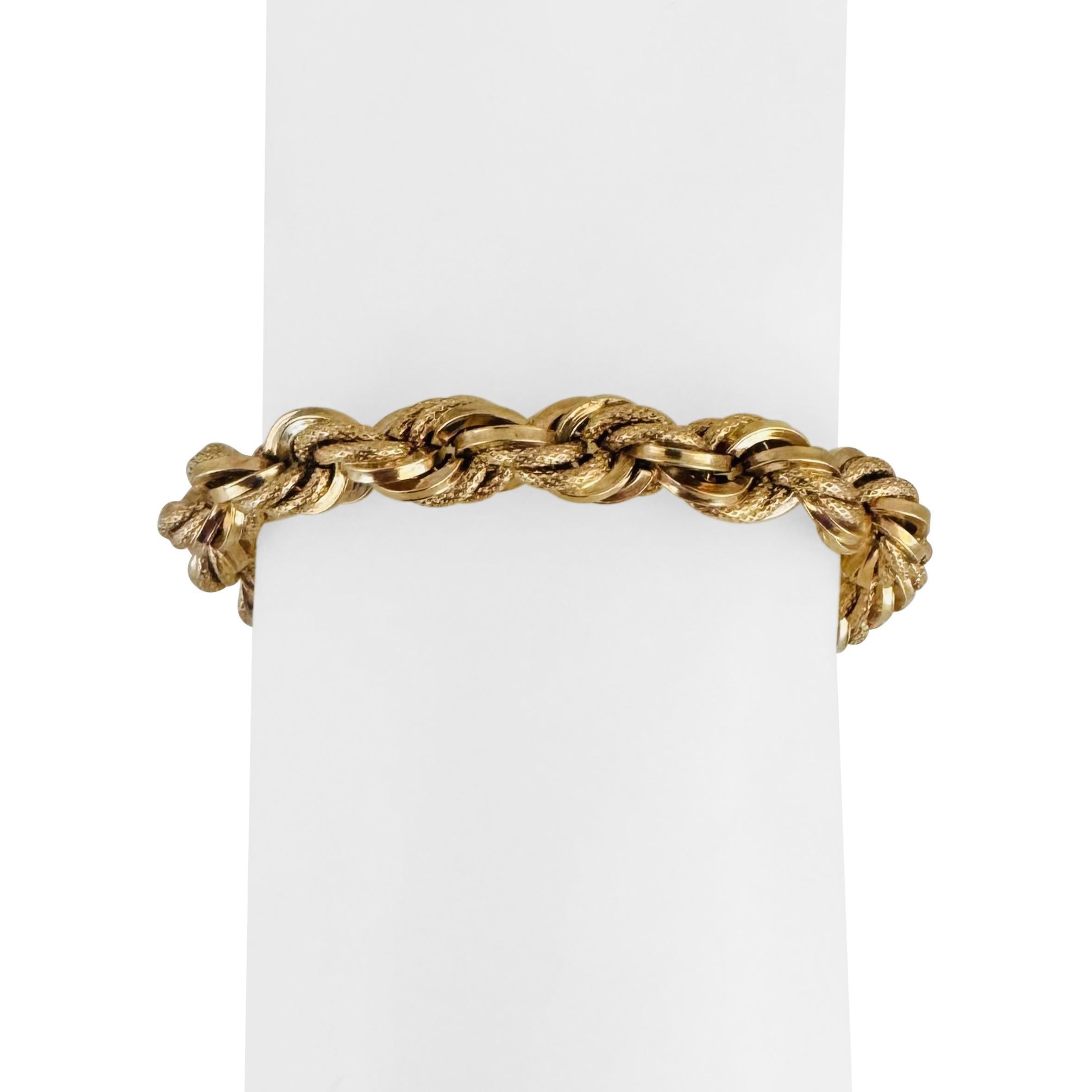 18k Yellow Gold 13.6g Hollow Thick 8mm Vintage Rope Bracelet 8