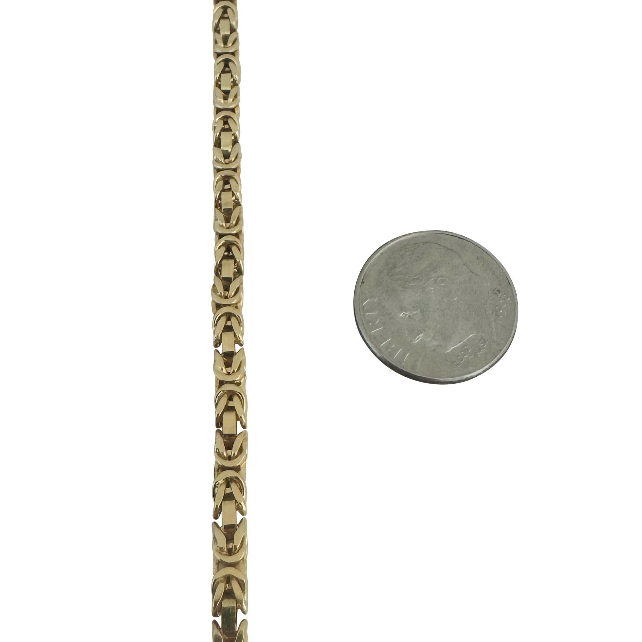 18k Gelbgold 13,7g UnoAErre 3mm Quadratisches byzantinisches Gliederarmband Italien 7,25