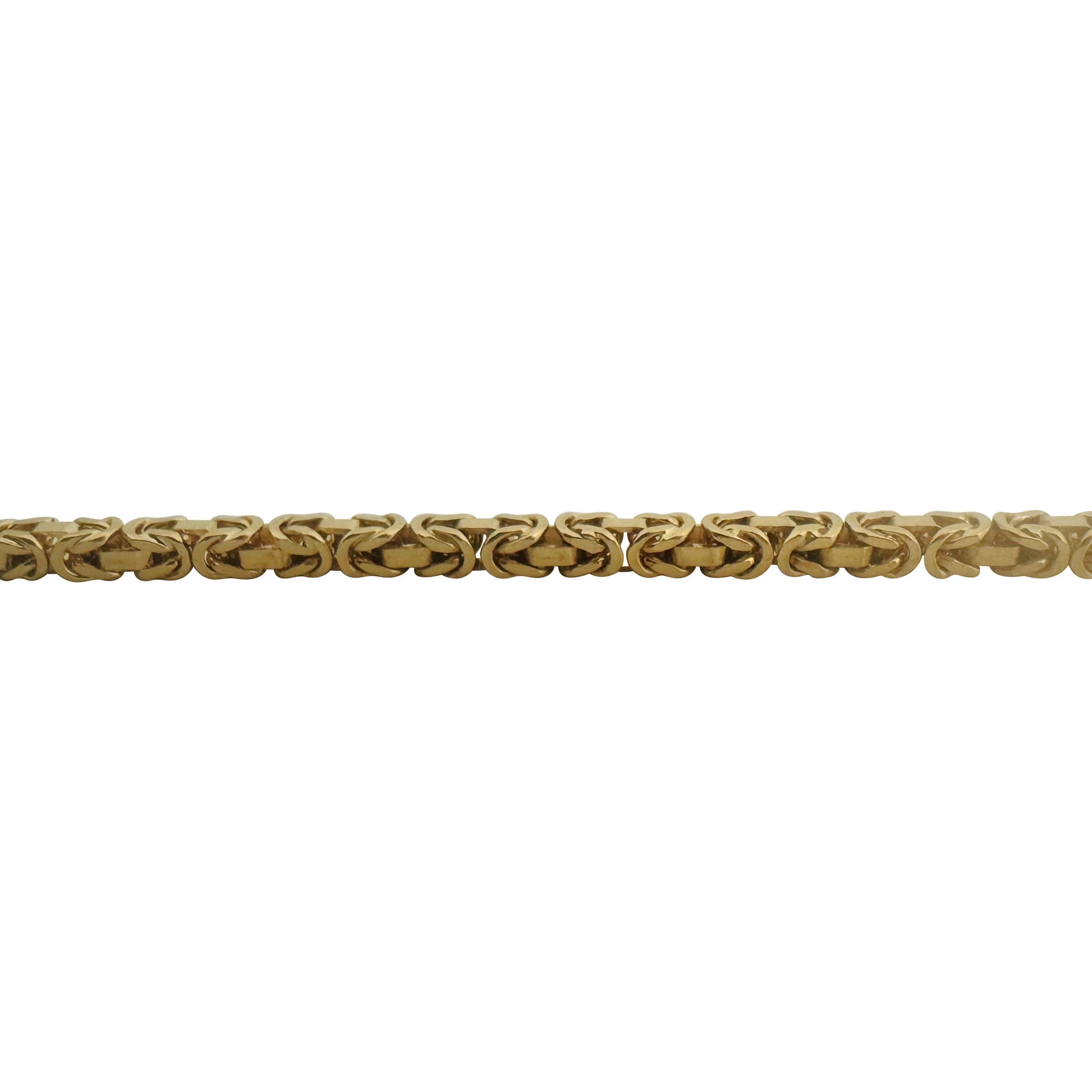 18k Gelbgold 13,7g UnoAErre 3mm Quadratisches byzantinisches Gliederarmband Italien 7,25