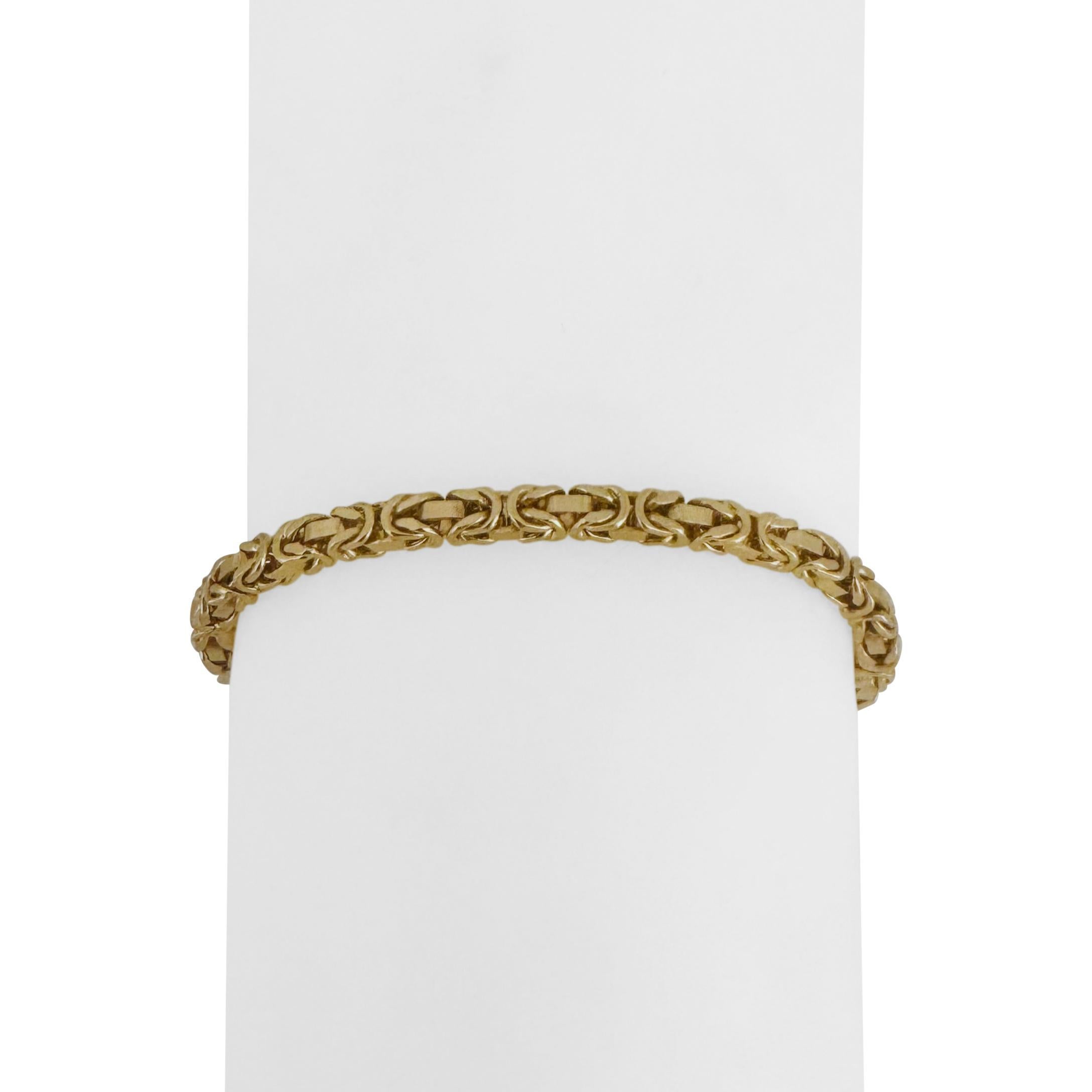 18k Gelbgold 13,7g UnoAErre 3mm Quadratisches byzantinisches Gliederarmband Italien 7,25
