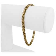 18k Yellow Gold 13.7g UnoAErre 3mm Squared Byzantine Link Bracelet Italy 7.25"