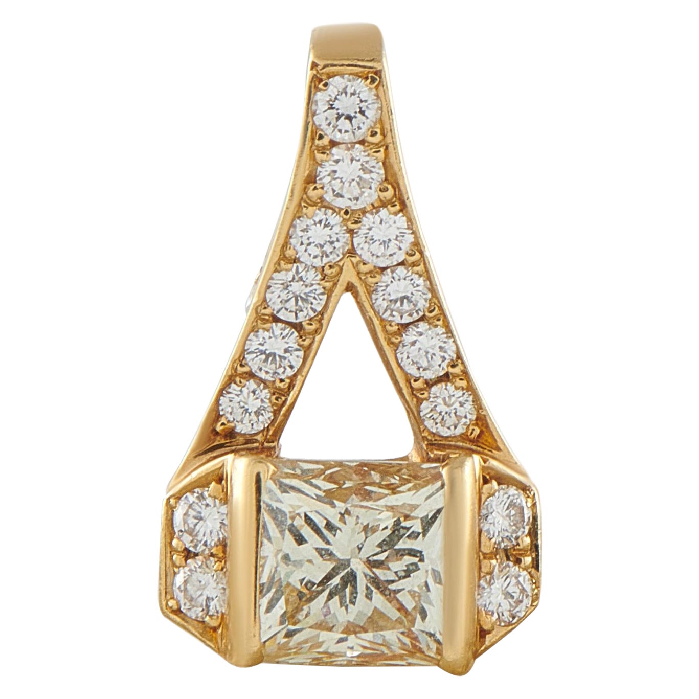 18K Yellow Gold 1.40ct Diamond Pendant #5301 For Sale
