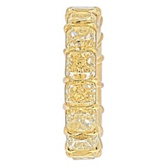18k Yellow Gold 14.28 Carats Fancy Yellow Cushion Cut Eternity Band