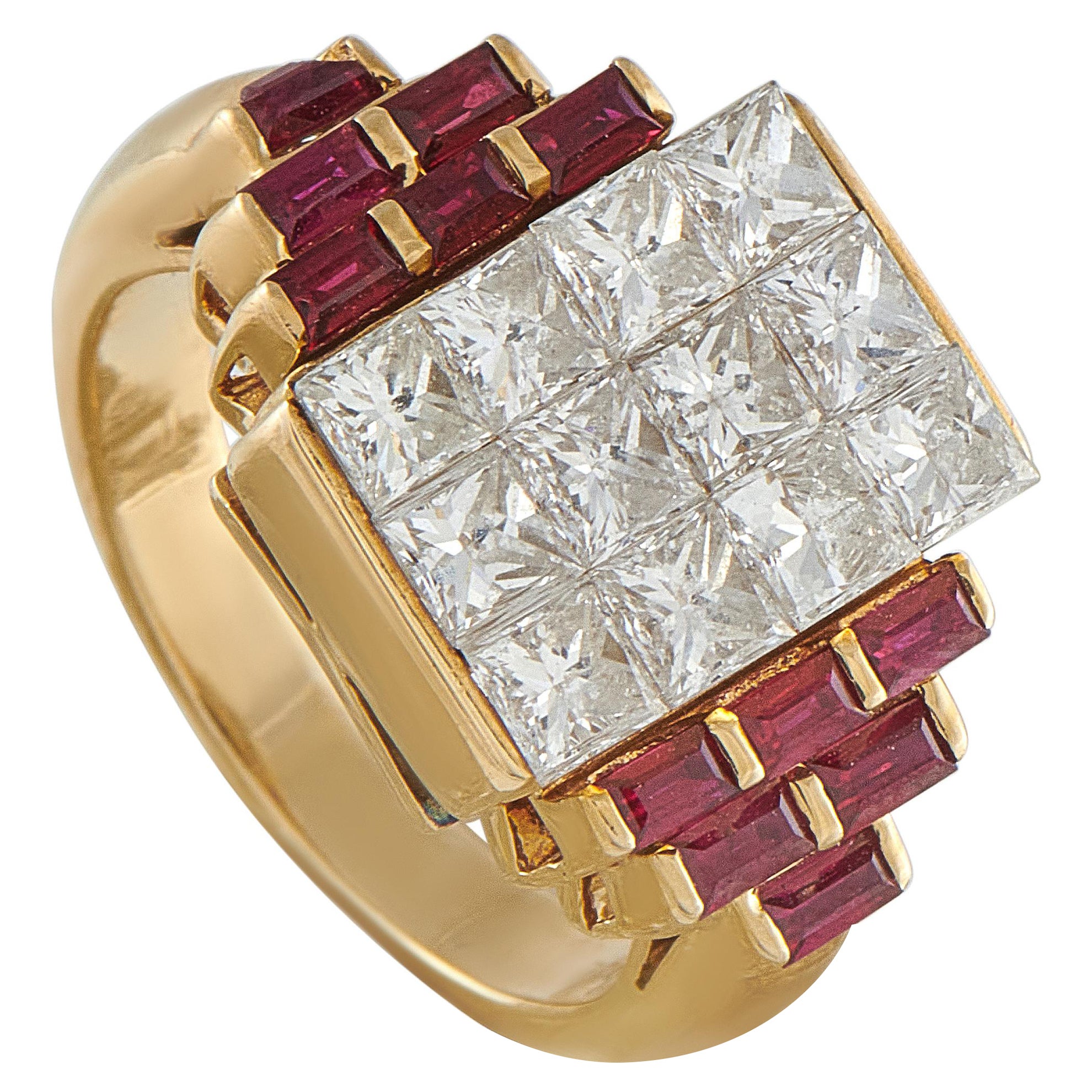 18K Yellow Gold 1.44ct Diamond and Ruby Ring MF11-121525 For Sale