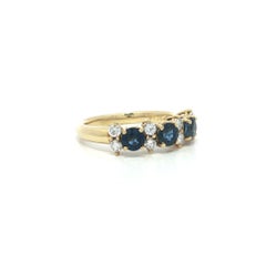 18k Yellow Gold 1.44ctw Intense Blue Sapphire & Diamond Stack Band Ring