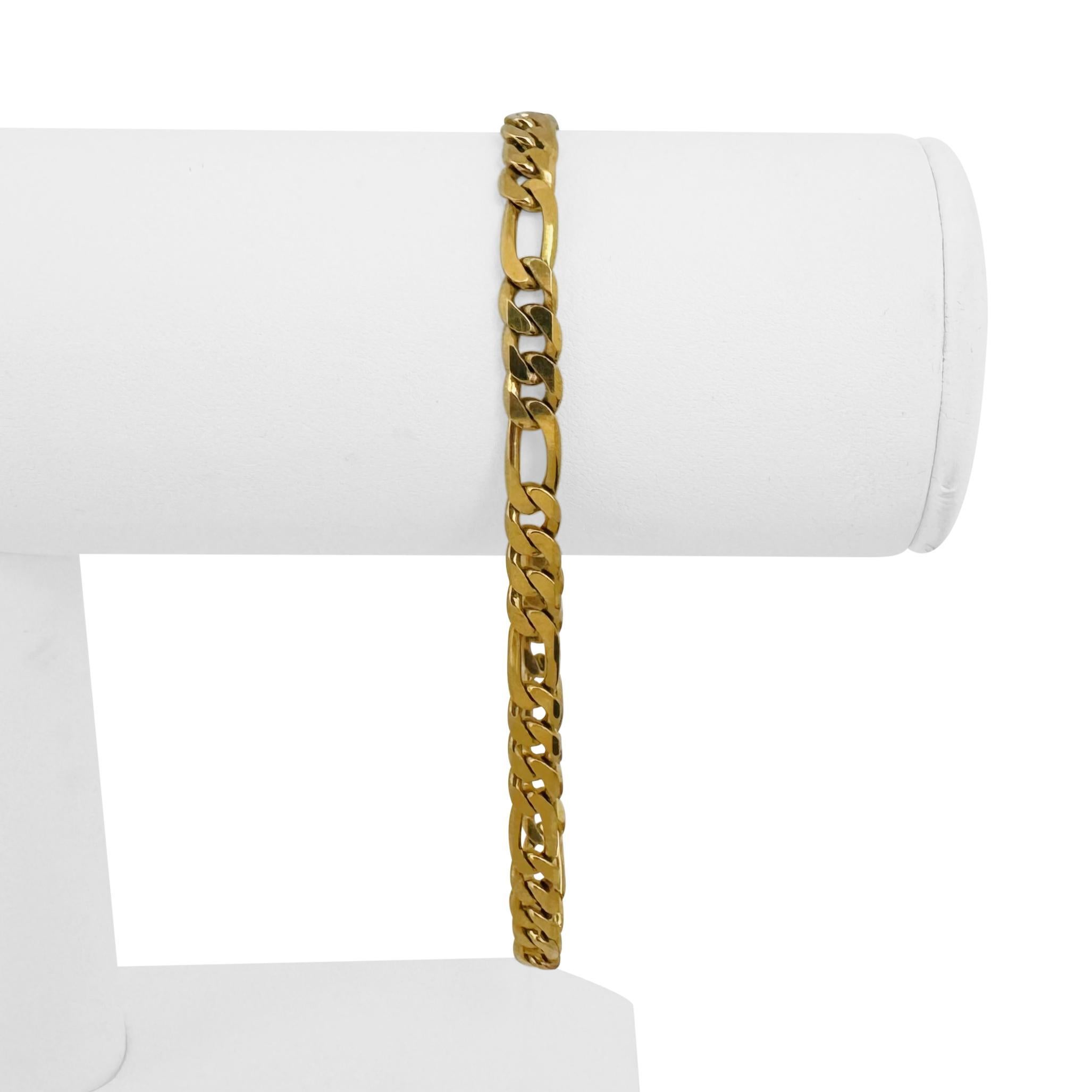 Zustand:  Ausgezeichneter Condit, Professionell gereinigt und poliert
Metall: 18k Gold (markiert und professionell getestet)
Gewicht: 14,4 g
Länge: 8,25 Zoll
Breite: 5mm
Verschluss:  Karabinerhaken
Markierungen: 