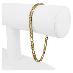 18k Yellow Gold 14.4g Solid 5mm Men's Figaro Link Bracelet Italy 8.25"