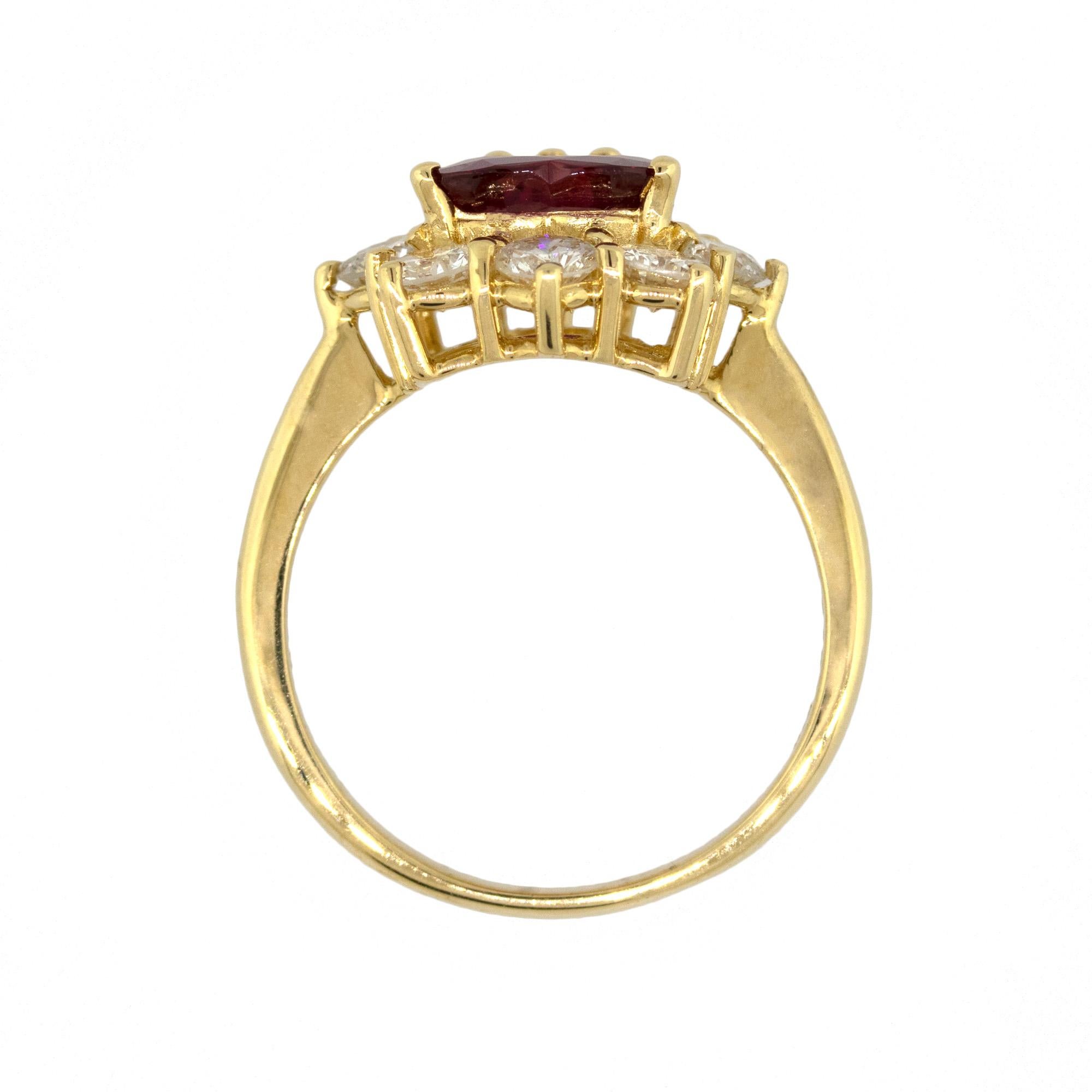 18k Yellow Gold 1.46ct Heart Shape Ruby with 1.05ctw Diamond Ring For Sale 10