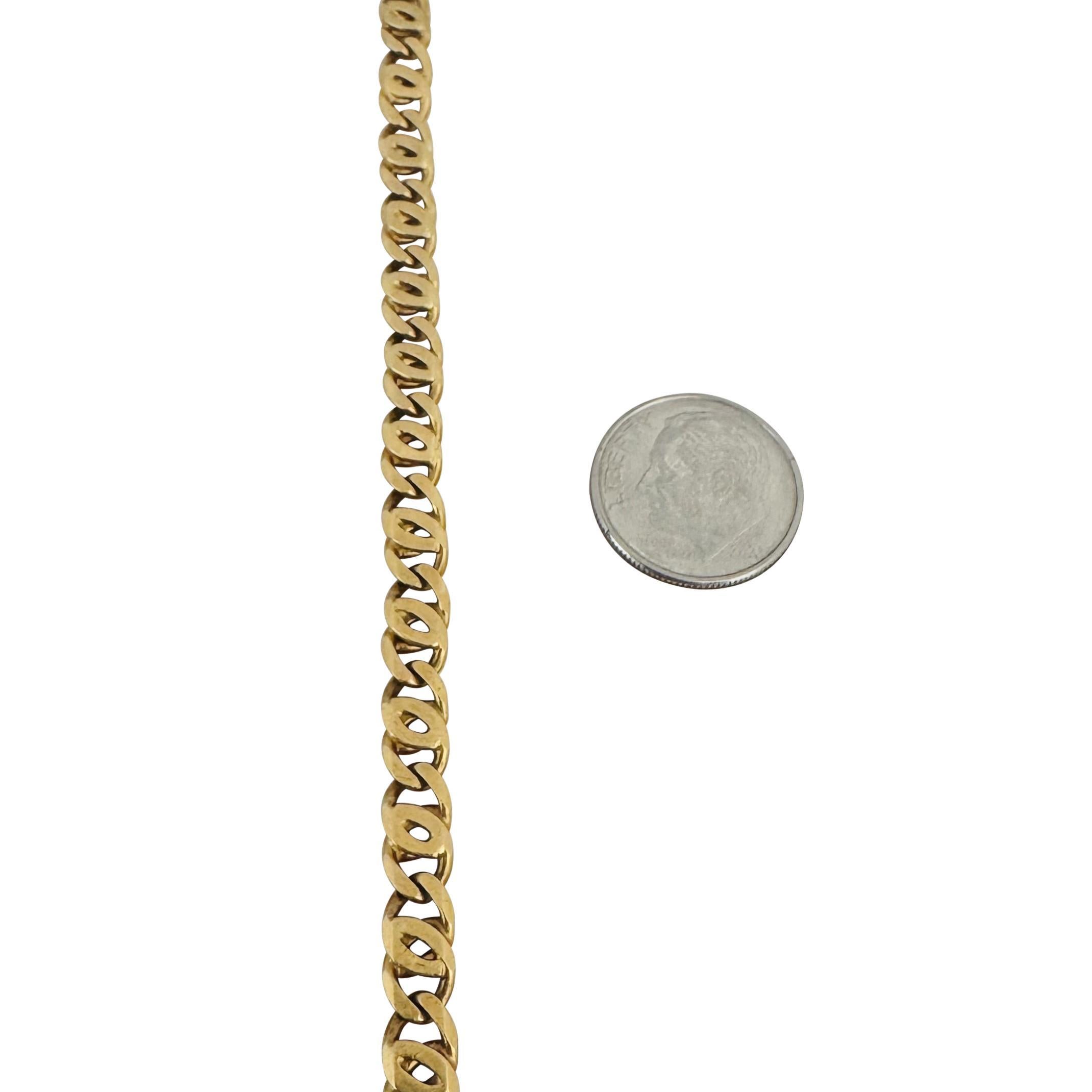 18k Yellow Gold 14.8g Solid 5mm Fancy Curb Link Bracelet Italy 8.25