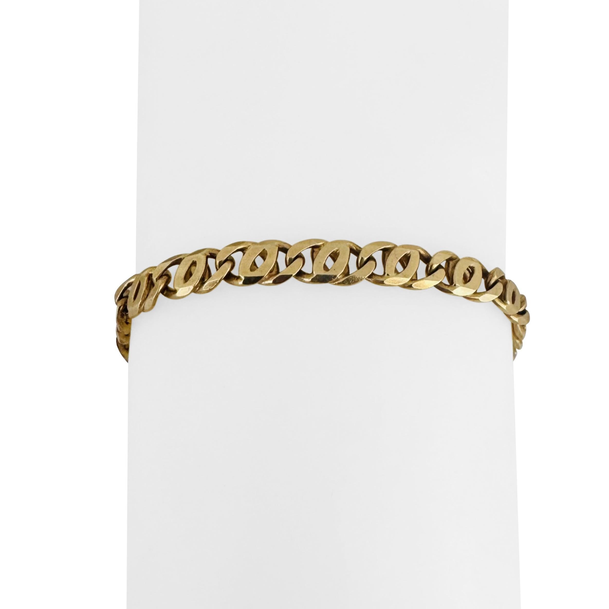 18k Yellow Gold 14.8g Solid 5mm Fancy Curb Link Bracelet Italy 8.25