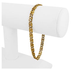 18k Yellow Gold 14.8g Solid 5mm Fancy Curb Link Bracelet Italy 8.25"