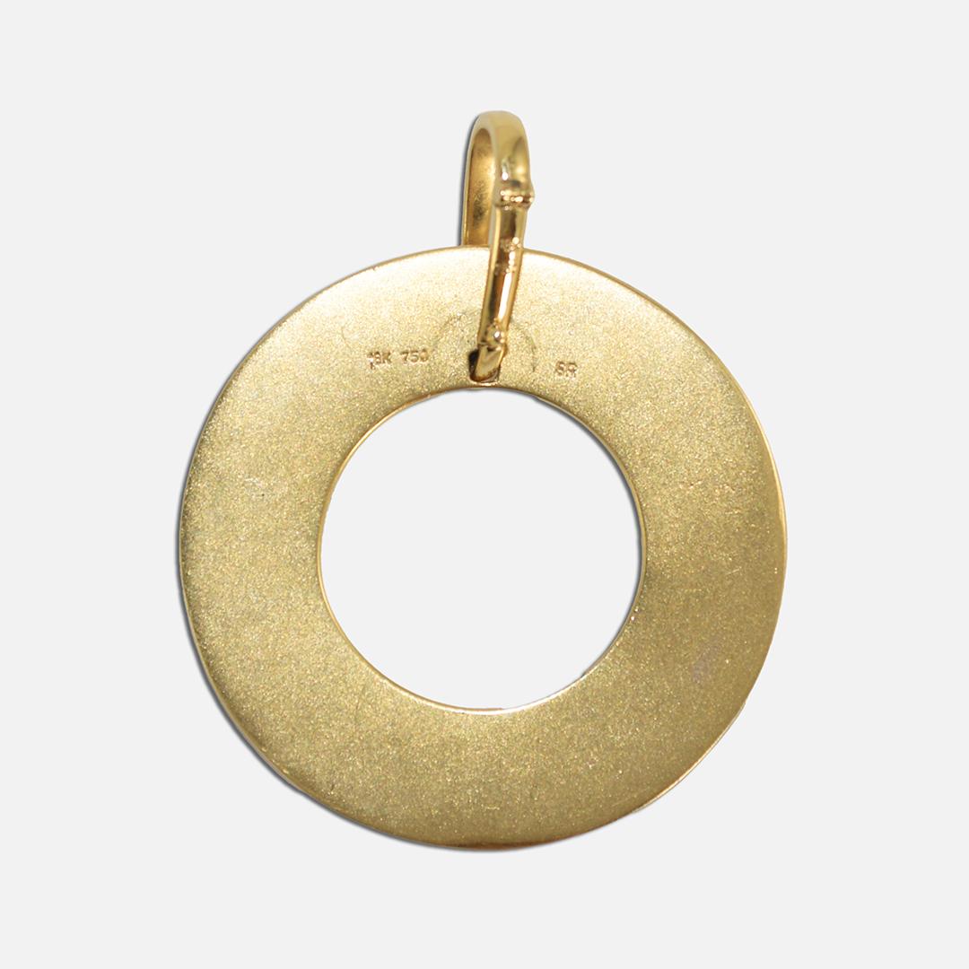 18K Yellow Gold & 14K White Gold Diamond Circle Pendant 1