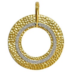 18K Yellow Gold & 14K White Gold Diamond Circle Pendant